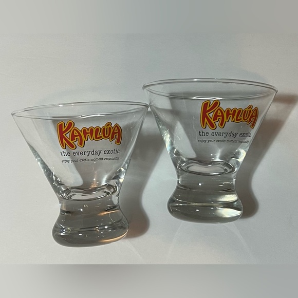 Kahlua Martini Cocktail Low Ball Shot Glasses Set of 2 Gift idea - Picture 1 of 9